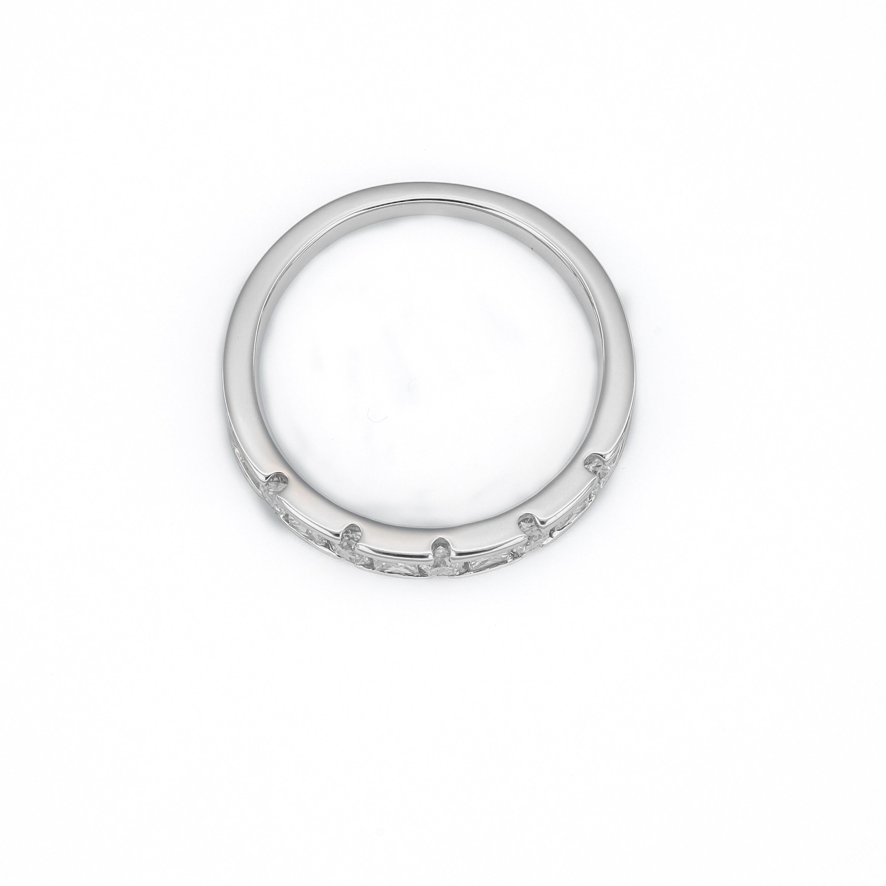 Princess Cut Natural Diamond 0.52 carats 18KT White Gold Half Eternity Wedding Band Ring For Sale