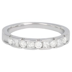 Natural Diamond 0.52 carats 18KT White Gold Princess Half Eternity Band Ring 