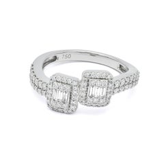 Natural Diamond 0.52 Carats 18KT White Gold Statement Engagement Ring