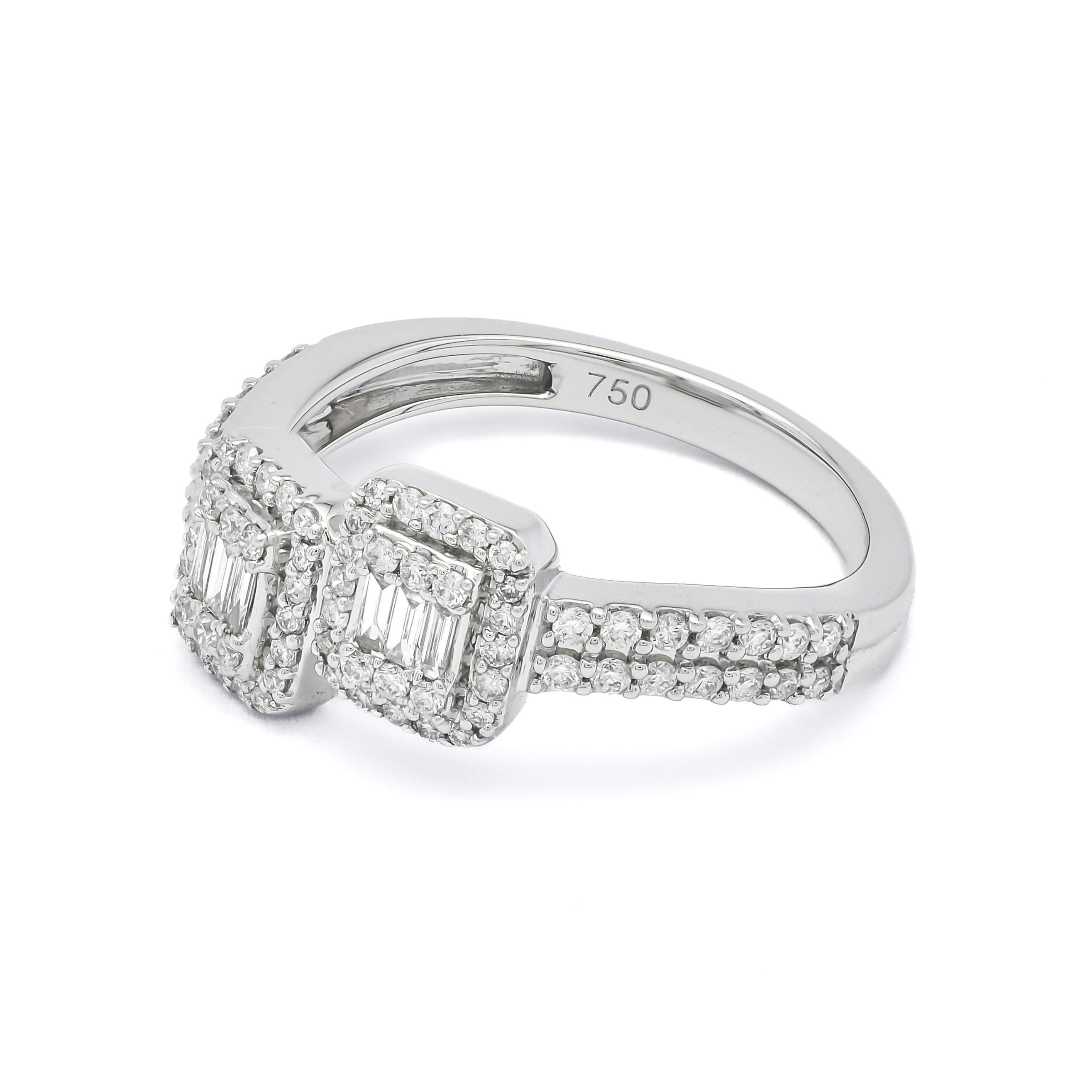 Anillo de compromiso en oro blanco de 18 quilates con diamante natural de 0,52 quilates Moderno en venta