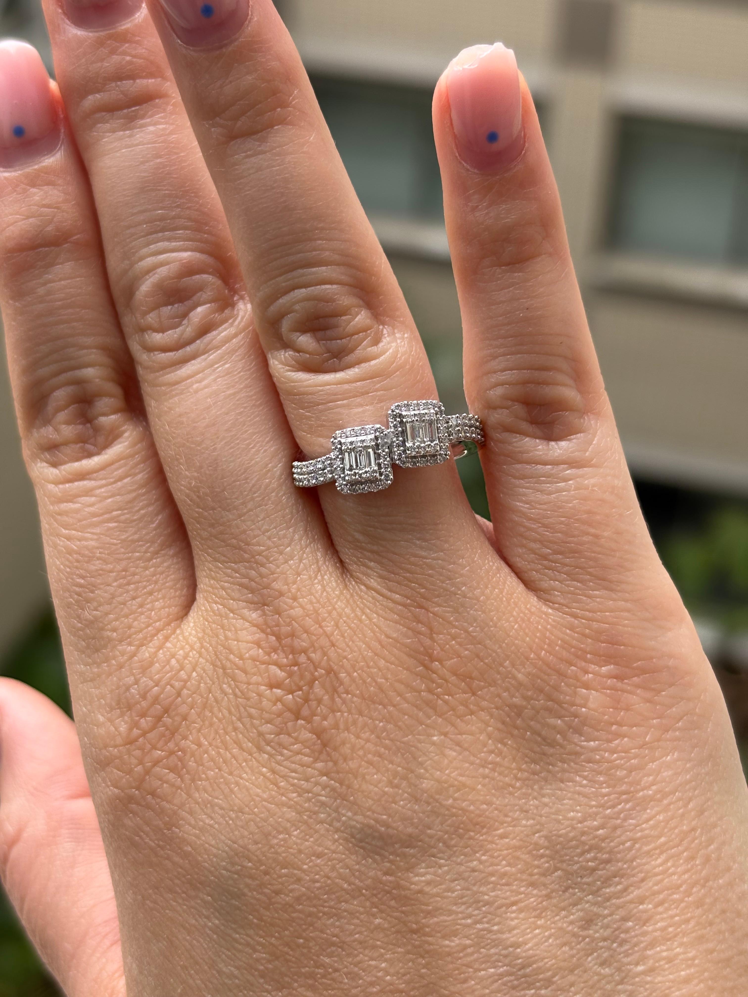 Femenino o masculino Anillo de compromiso en oro blanco de 18 quilates con diamante natural de 0,52 quilates en venta