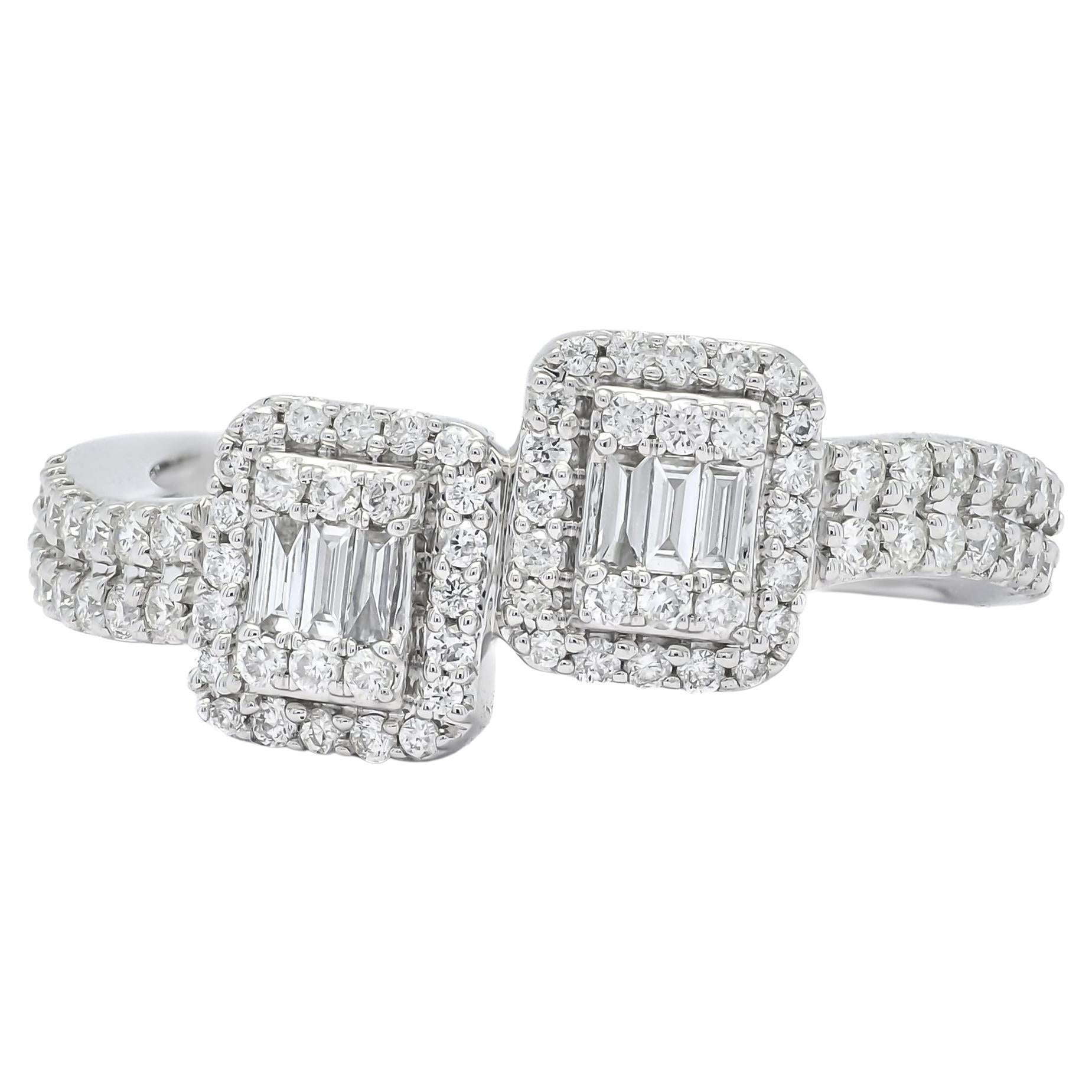 Natural Diamond 0.52 Carats 18KT White Gold Statement Engagement Ring