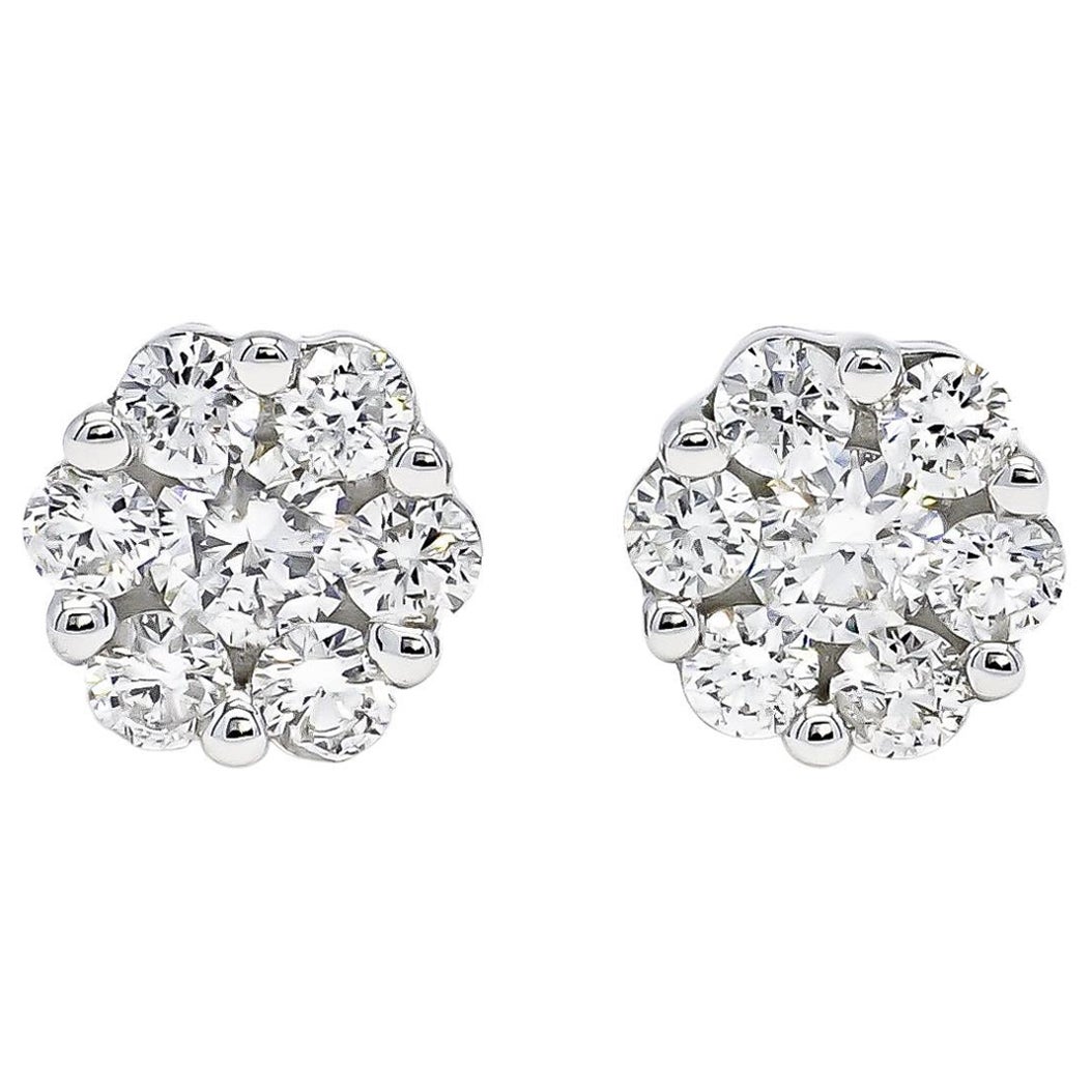 Natural Diamond 0.52 cts 18 Karat White Gold Classic Stud Earring For Sale