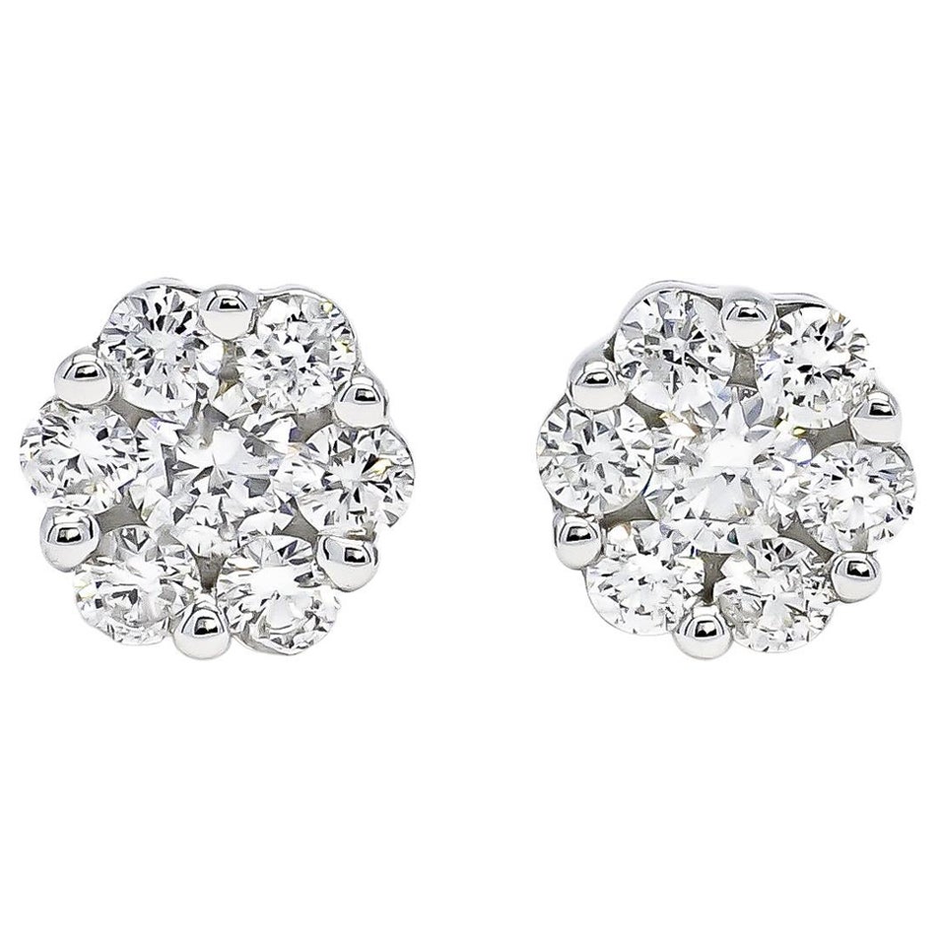 Clou d'oreille classique en or blanc 18 carats diamant naturel 0,52 cts