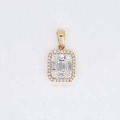 Natural Diamond 0.53 cts 18KT Rose Gold Cluster Pendant