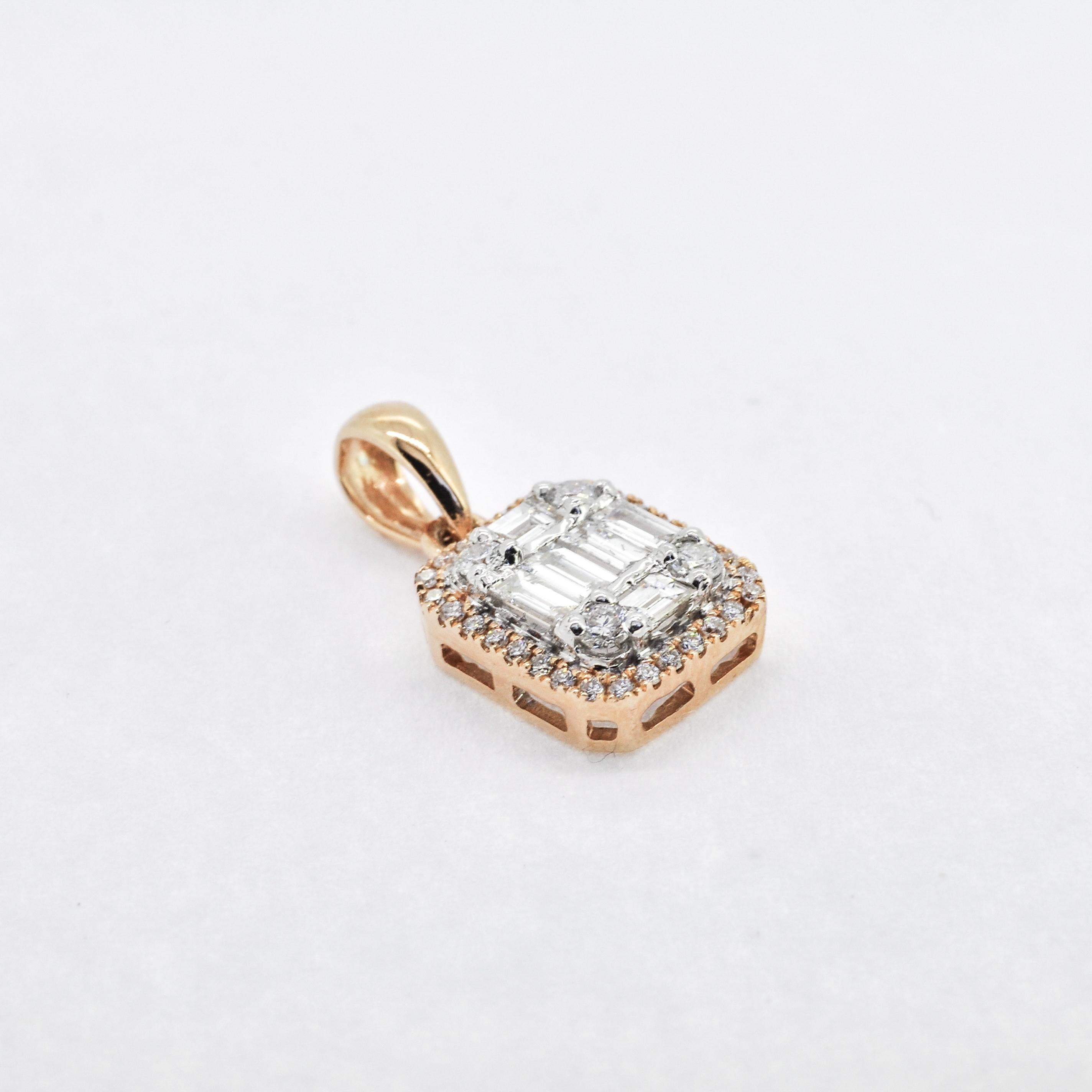 Moderne Pendentif grappe en or rose 18KT diamant naturel 0,53 cts en vente