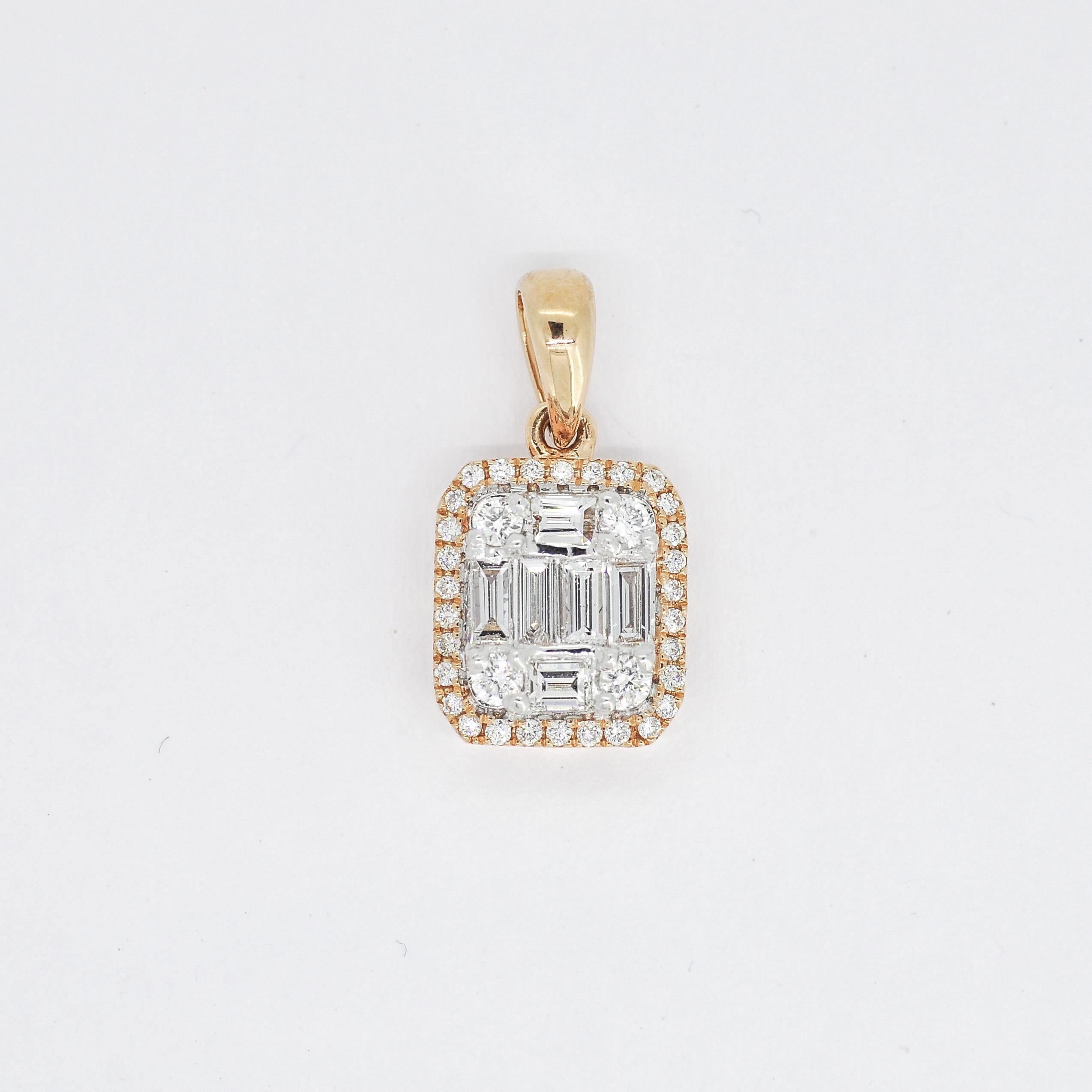Pendentif grappe en or rose 18KT diamant naturel 0,53 cts Neuf - En vente à Antwerpen, BE