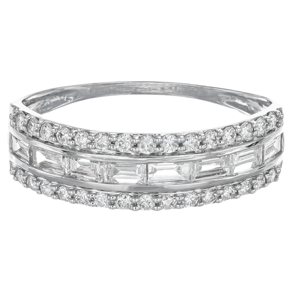 Natural Diamond 0.55 carat 18KT White Gold Modern Band Ring