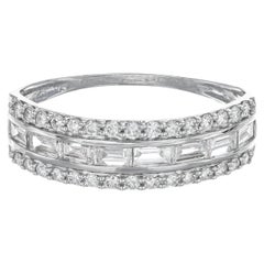 Natural Diamond 0.55 carat 18KT White Gold Modern Band Ring 