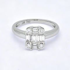 Natural Diamond 0.55 carats 18KT White Gold Cluster Engagement Ring