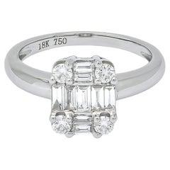 Natural Diamond 0.55 carats 18KT White Gold Cluster Engagement Ring