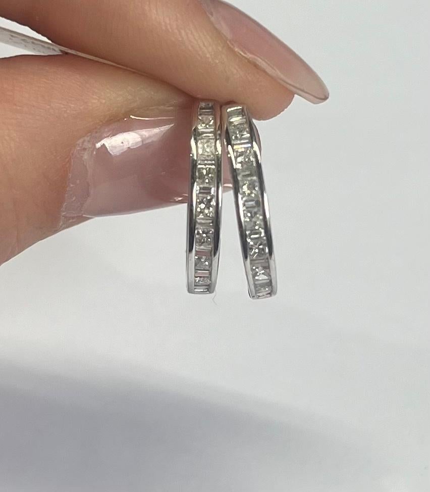 Natural Diamond 0.55 carats 18KT Yellow Gold Hoop Huggies Earrings For Sale 5