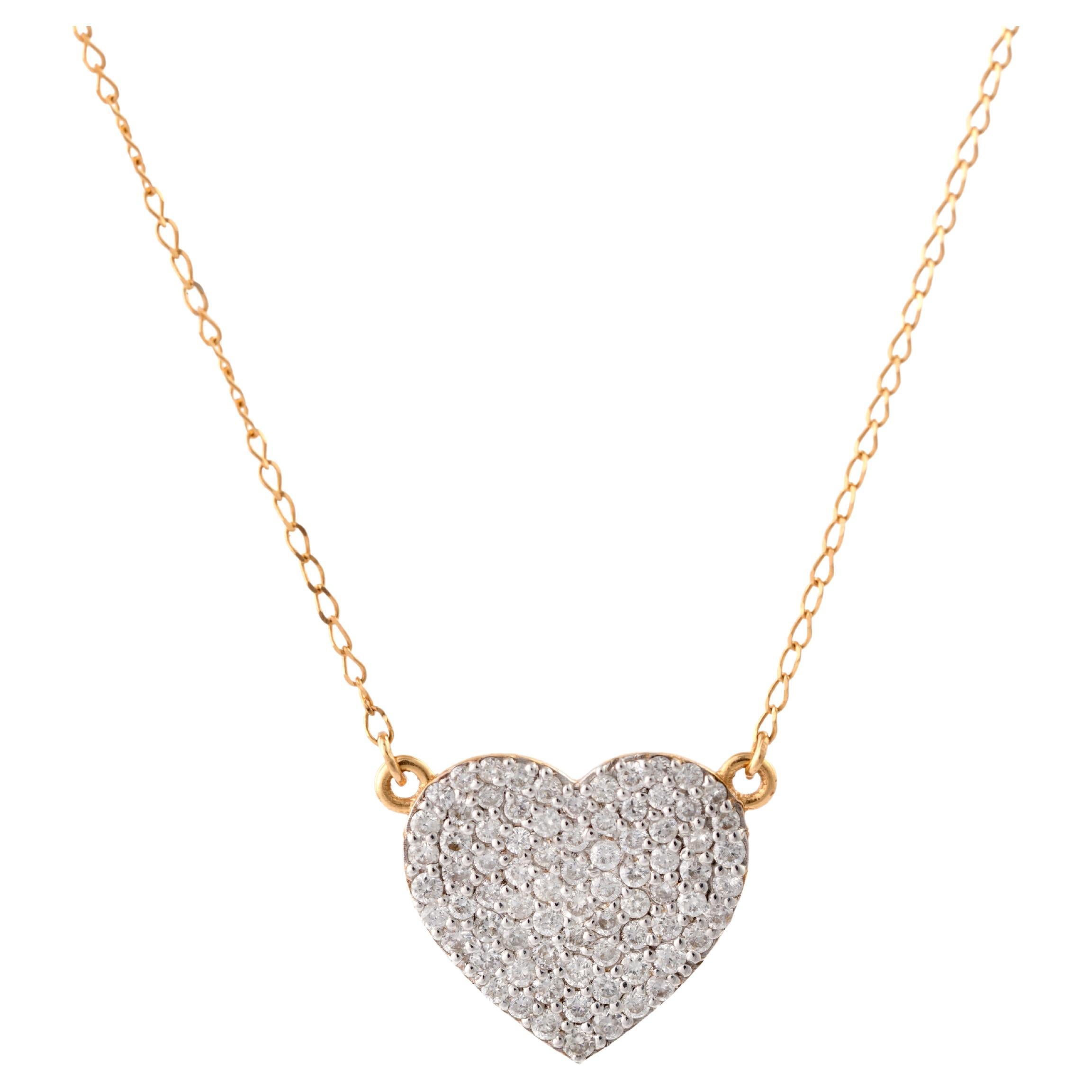 Pendentif en forme de cœur en or 18 carats avec diamants naturels de 0,56 carat