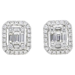 Pendientes de oro blanco de 18 quilates con diamante natural de 0,60 quilates