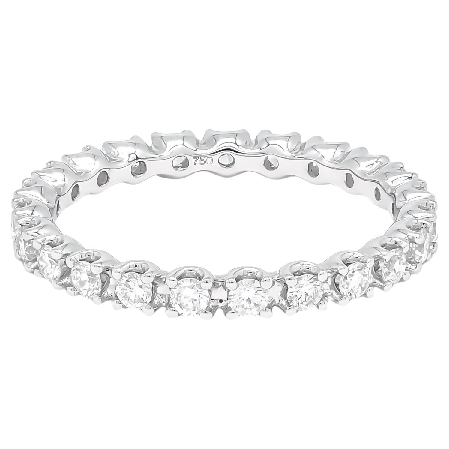 Diamante natural 0,60 quilates Alianza de oro blanco de 18 quilates en venta