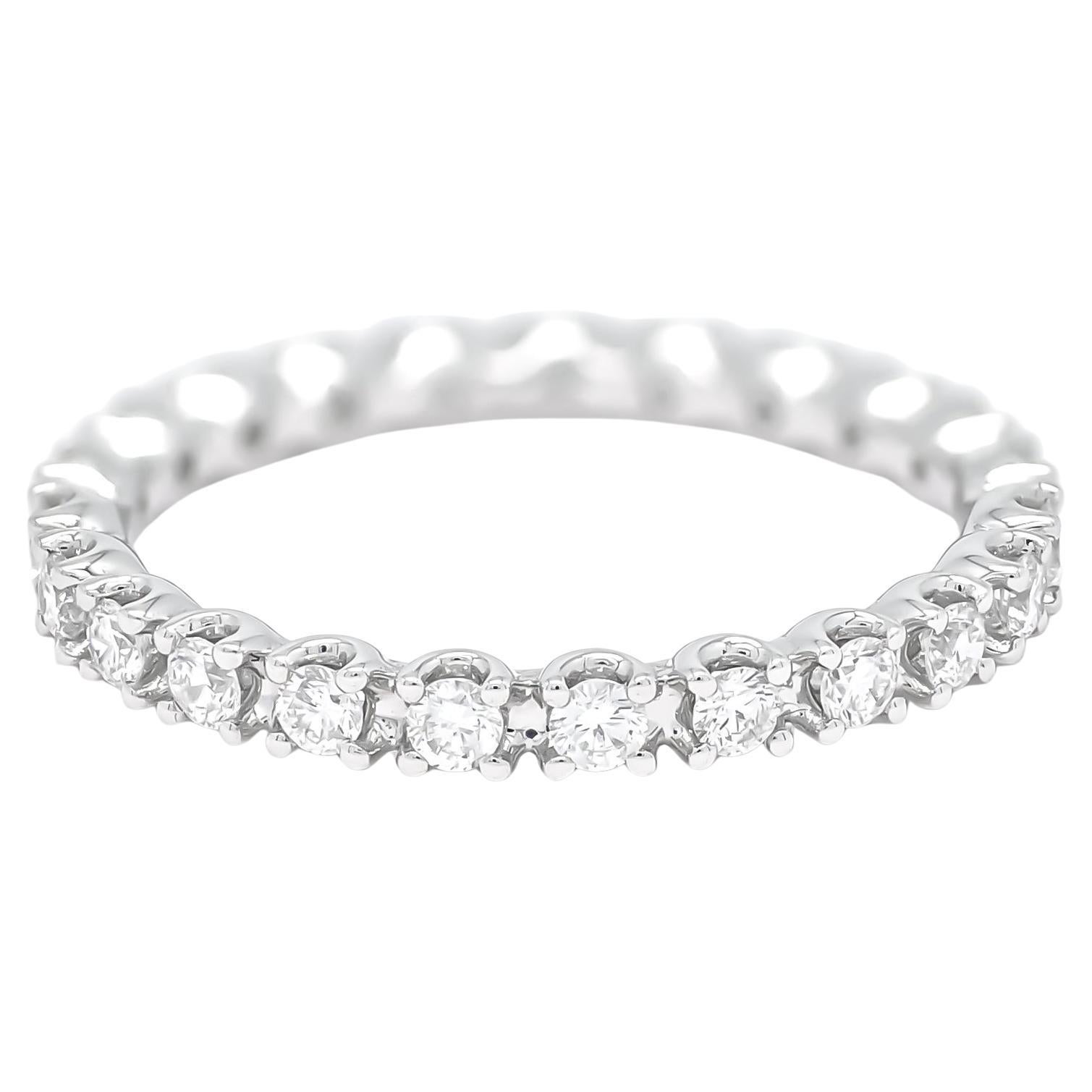 Anello con diamante naturale da 0,60 carati in oro bianco 18KT per l
eternità