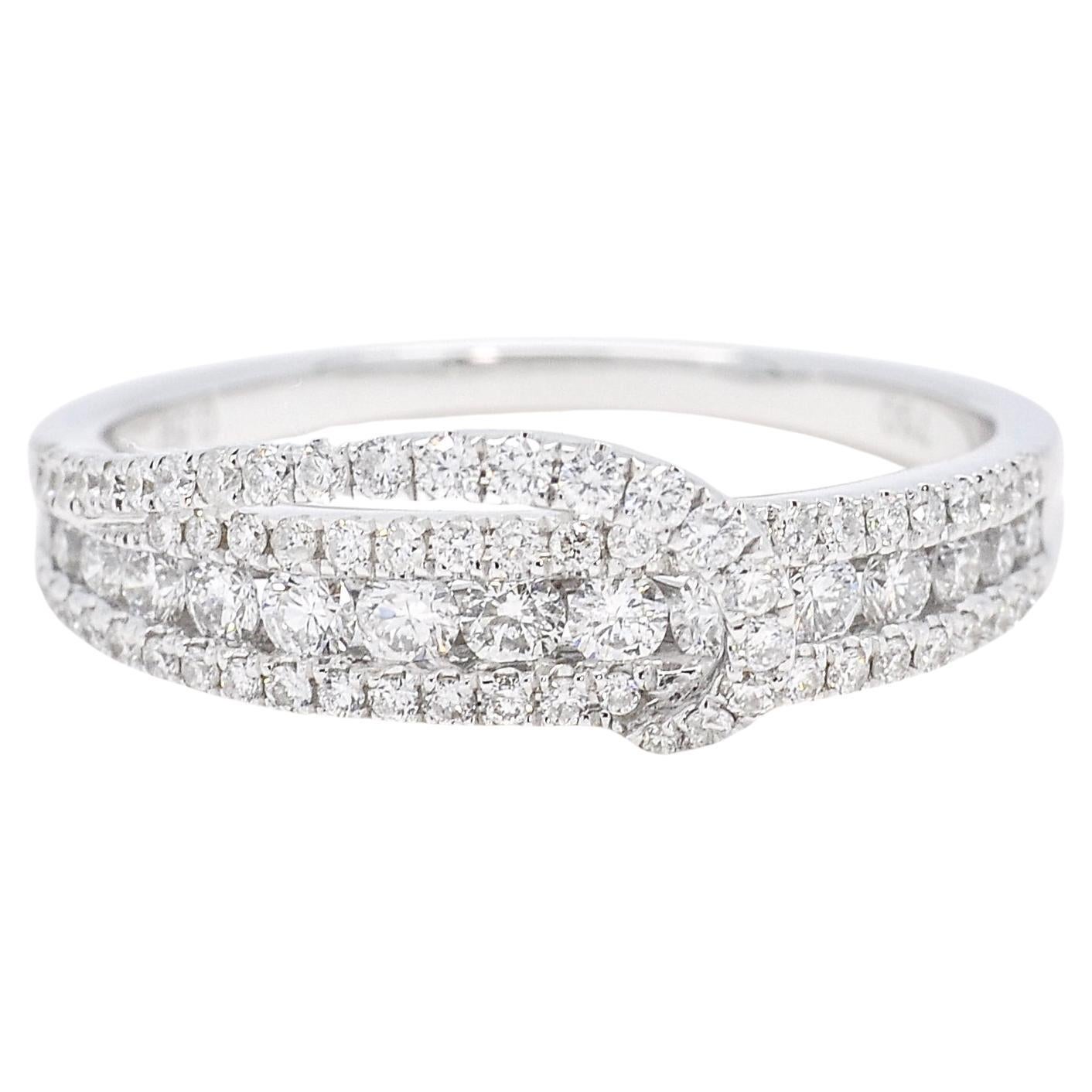 Natural Diamond 0.60 carats 18KT White Gold Multi Row Band Ring