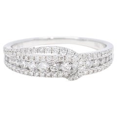 Bague à plusieurs rangées de diamants naturels 0,60 carats en or blanc 18 carats