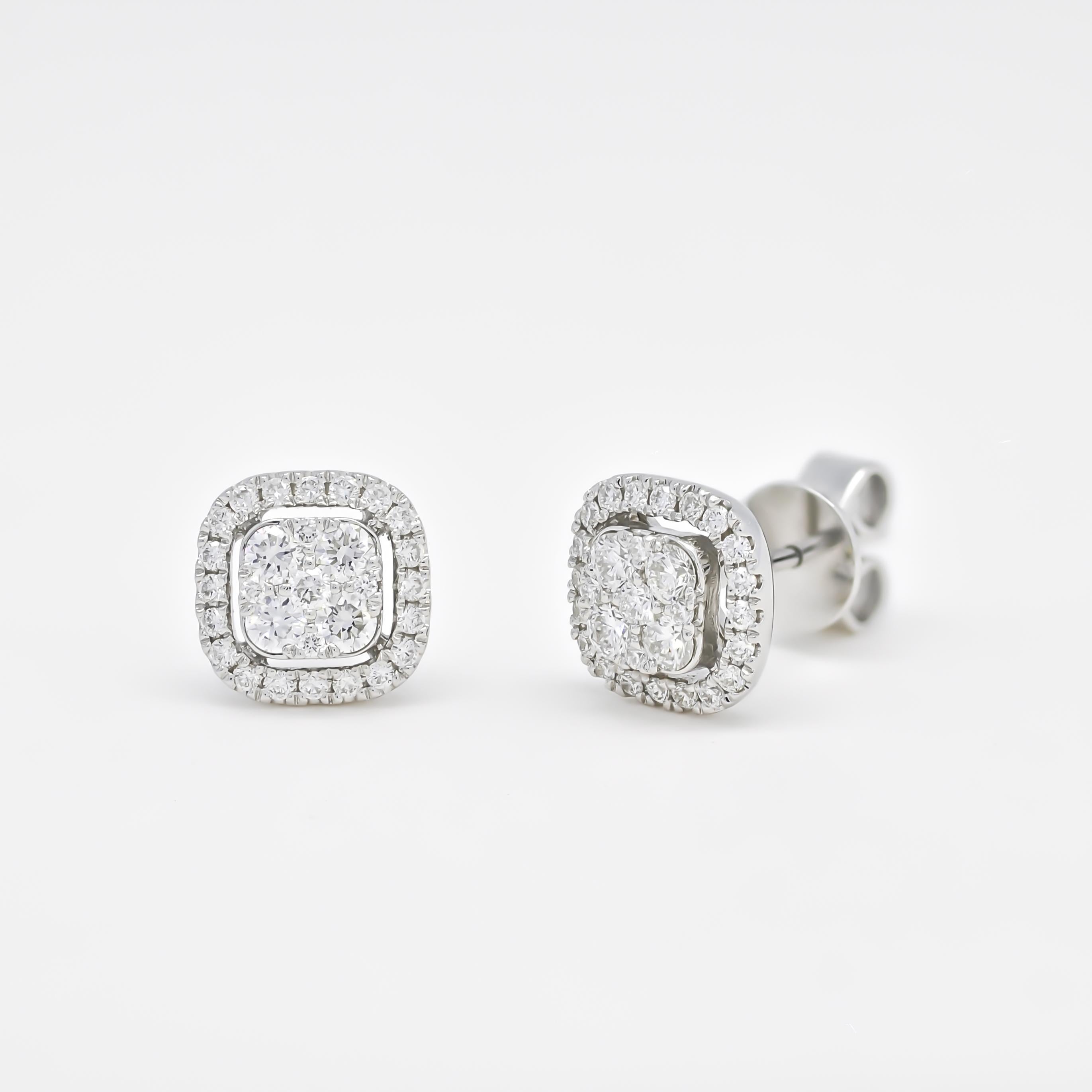 Diamante naturale  Orecchini a grappolo quadrati in oro bianco 18KT da 0,62 carati in vendita 2