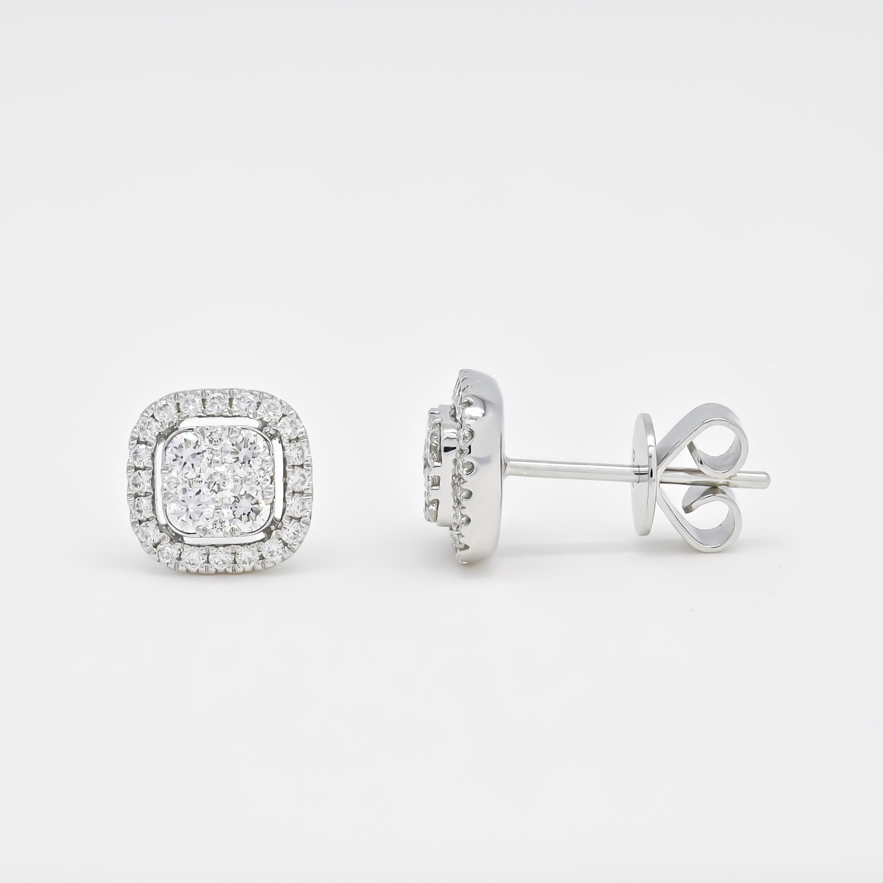 Diamante naturale  Orecchini a grappolo quadrati in oro bianco 18KT da 0,62 carati in vendita 3