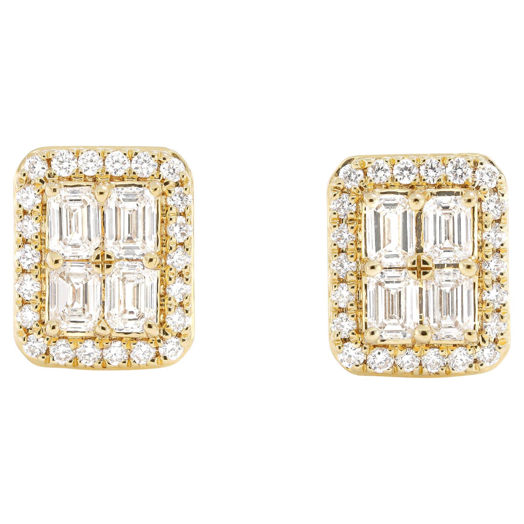 Gli orecchini a cono con diamanti tondi e a baguette in oro giallo 18 KT sono l'accessorio perfetto per tutte le donne che desiderano aggiungere un tocco di eleganza e glamour al loro abbigliamento da sera o per celebrare un anniversario