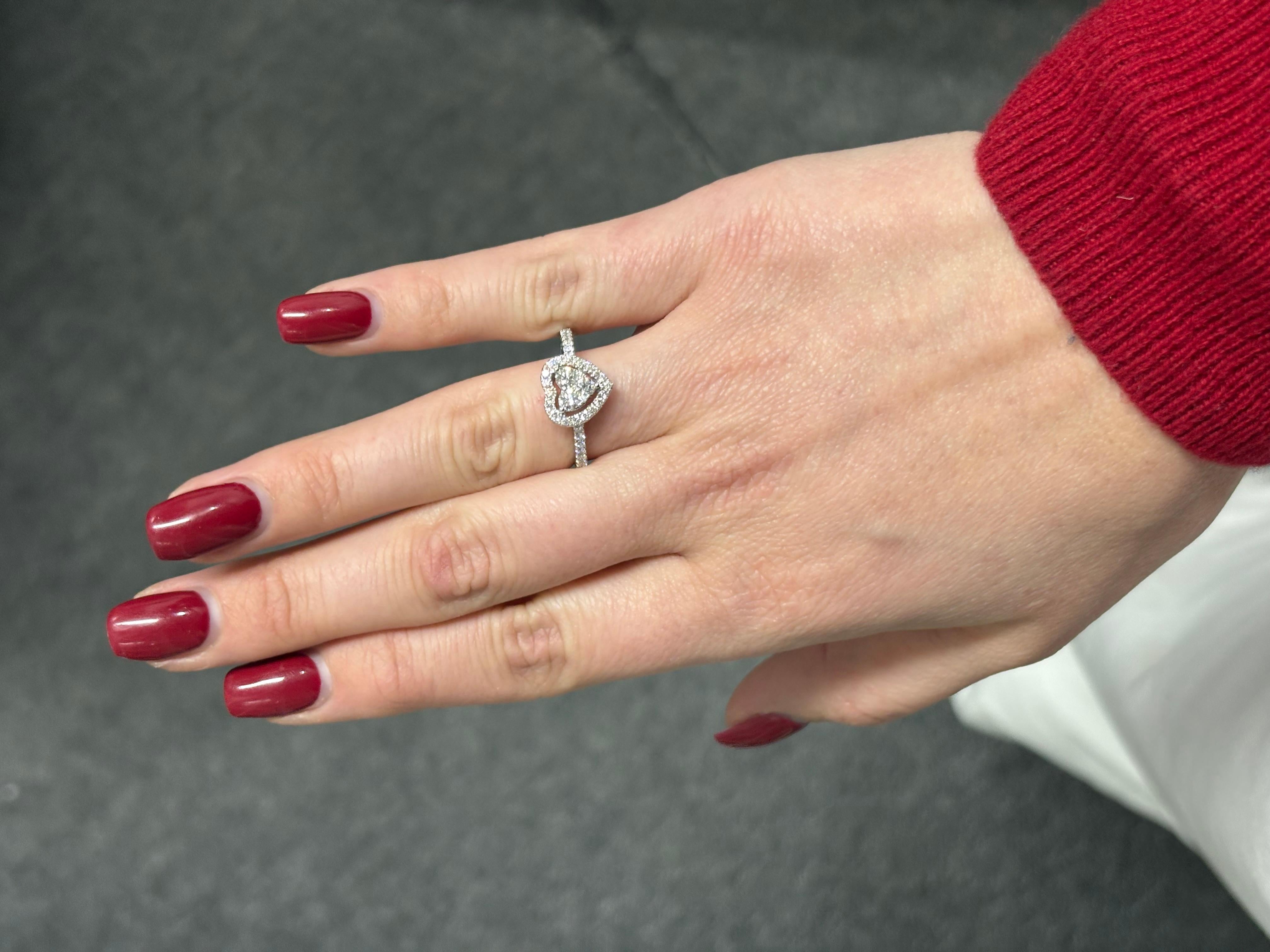Verlobungsring in Herzform mit natürlichem Diamant 0,63 Karat 18KT Weißgold im Angebot 2