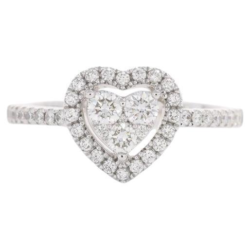 Natural Diamond 0.63 Carats 18KT White Gold Heart Shape Engagement Ring