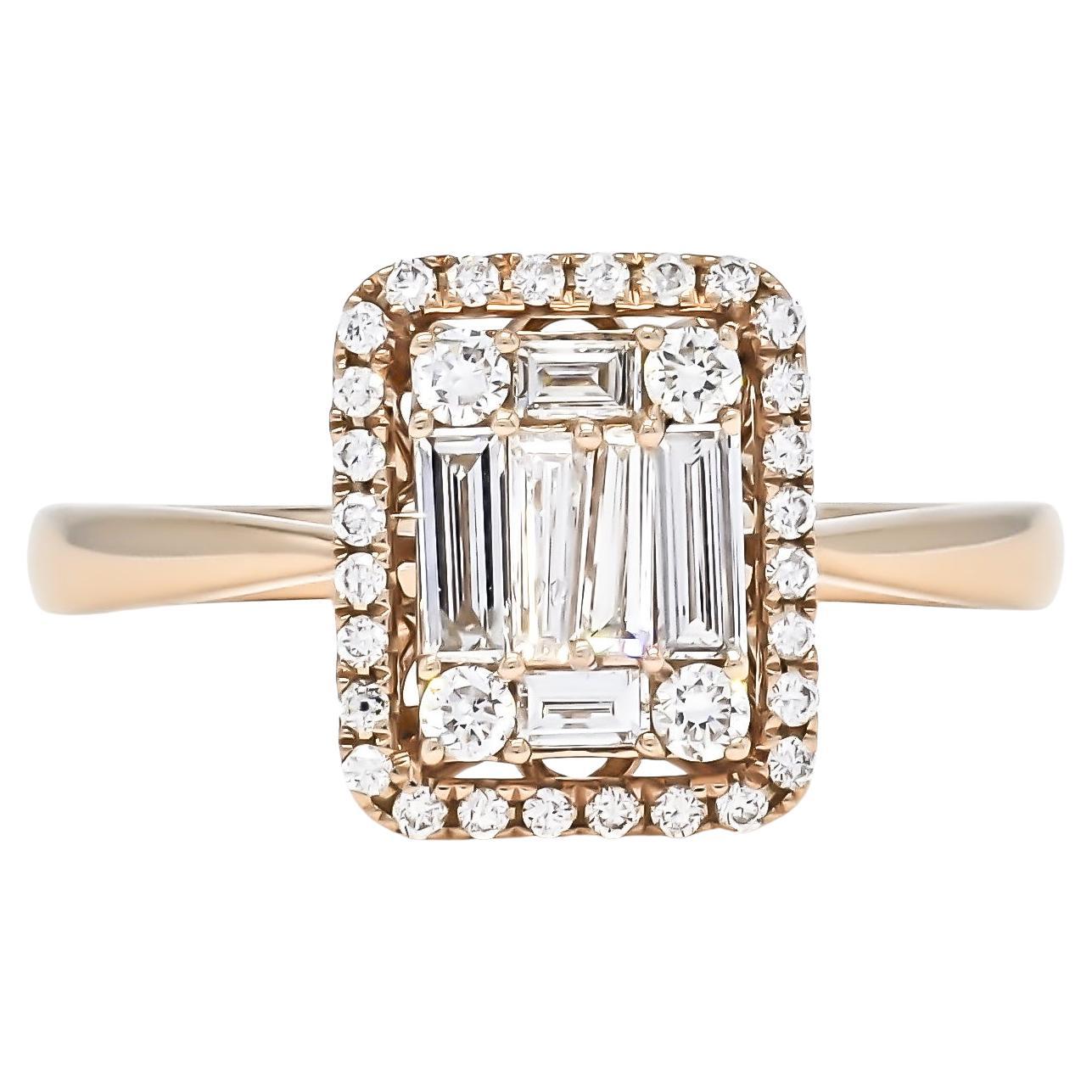 Natural Diamond 0.65 carats 18KT Rose Gold Cluster Modern Anniversary Ring