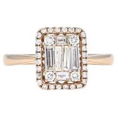 Natural Diamond 0.65 carats 18KT Rose Gold Cluster Modern Anniversary Ring