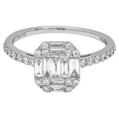 Natural Diamond 0.65 carats 18KT White Gold Cluster Engagement Ring 
