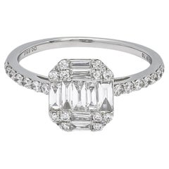 Natural Diamond 0.65 carats 18KT White Gold Cluster Engagement Ring