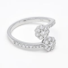 Natural Diamond 0.67 carats 18KT White Gold Flower Cluster Engagement Ring