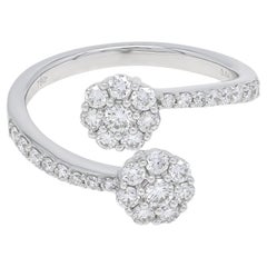 Natural Diamond 0.67 carats 18KT White Gold Flower Cluster Engagement Ring