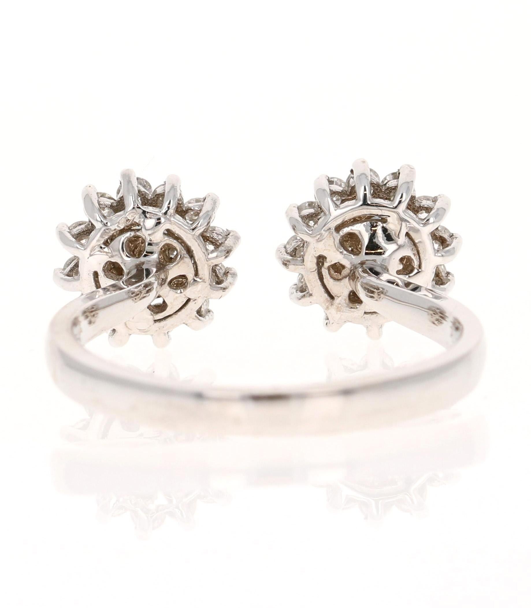De las mujeres Anillo puño racimo diamante natural 0.68 quilates oro blanco en venta