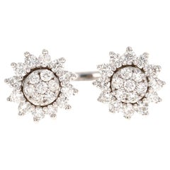 Natural Diamond 0.68 Carat White Gold Cluster Cuff Ring