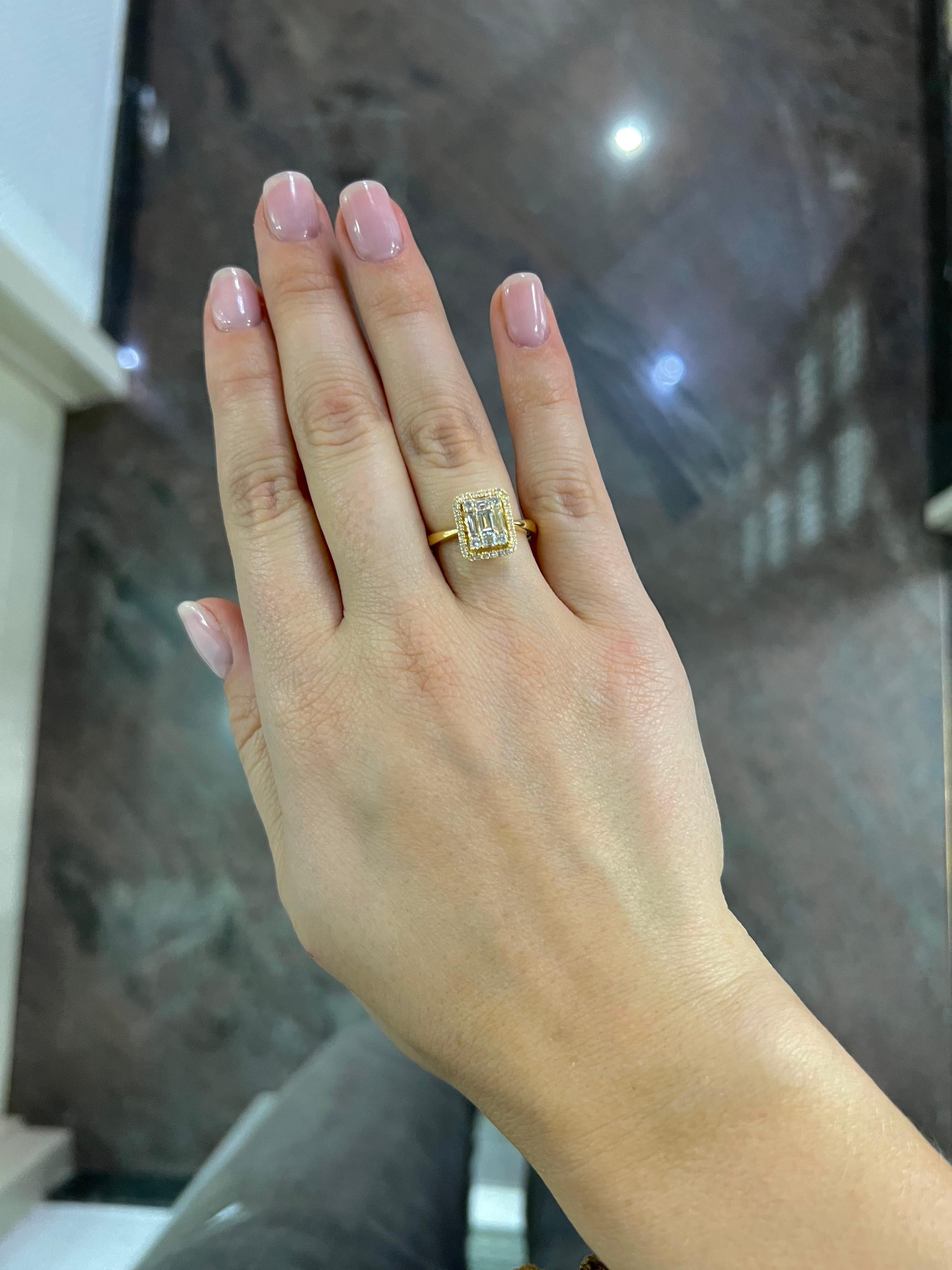 Anillo de Aniversario Moderno de Oro Blanco de 18 KT con Diamante Natural de 0,68 quilates en venta 3