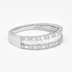 Natural Diamond 0.70 carats 18 Karat White Gold Half Eternity Band Ring