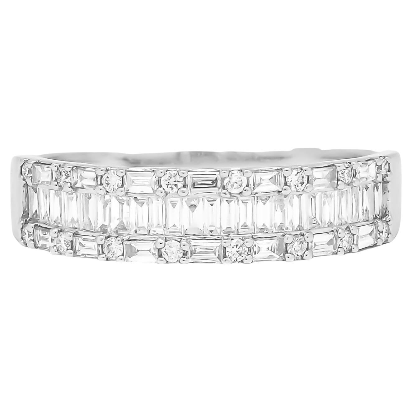 Naturdiamant 0,70 Karat 18 Karat Weißgold Halbe Ewigkeit Band Ring Damen im Angebot