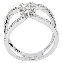 Natural Diamond 0.70 Carats 18 Karat White Gold Modern Cluster Cocktail Ring