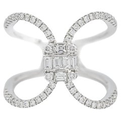 Natural Diamond 0.70 Carats 18 Karat White Gold Modern Cluster Cocktail Ring
