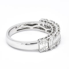 Natural Diamond 0.70 carats 18 KT Whit Gold Cluster Half Eternity Wedding Band