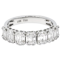 Natural Diamond 0.70 carats 18 KT Whit Gold Cluster Half Eternity Wedding Band