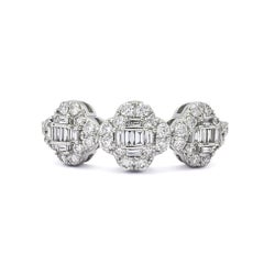 Natural Diamond 0.70 carats 18KT White Gold Clover Leaf Cocktail Ring