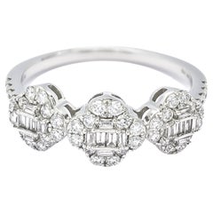 Natural Diamond 0.70 carats 18KT White Gold Clover Leaf Cocktail Ring 