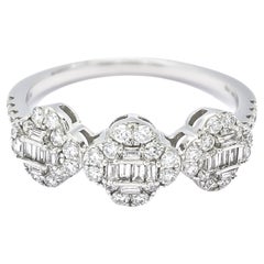 Natural Diamond 0.70 carats 18KT White Gold Clover Leaf Cocktail Ring