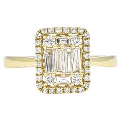 Natural Diamond 0.70 carats 18KT Yellow Gold Cluster Anniversary Ring