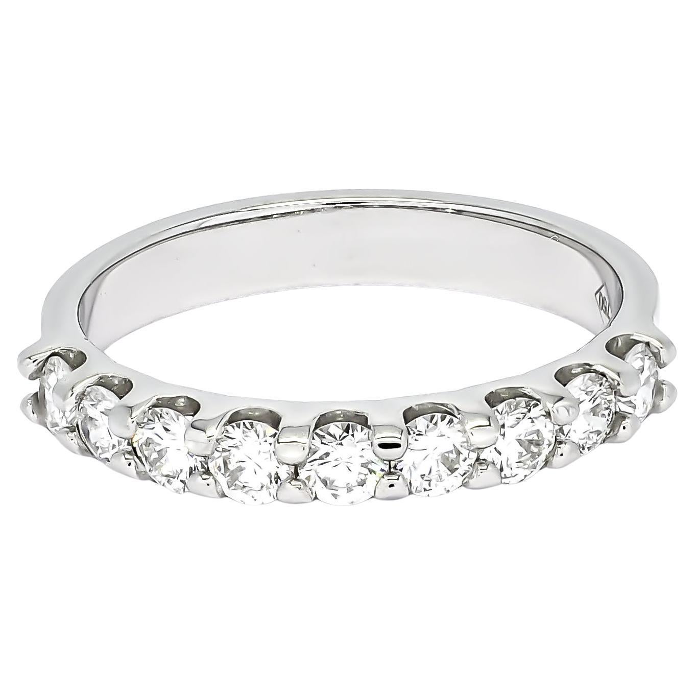 Anello con diamante naturale da 0,71 carati in oro bianco 18KT, mezza eternità