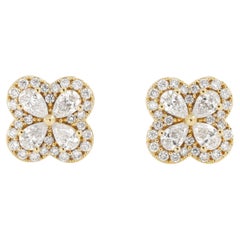 Natural Diamond 0.73 carats 18KT Yellow Gold Marquise Diamonds Stud Earrings