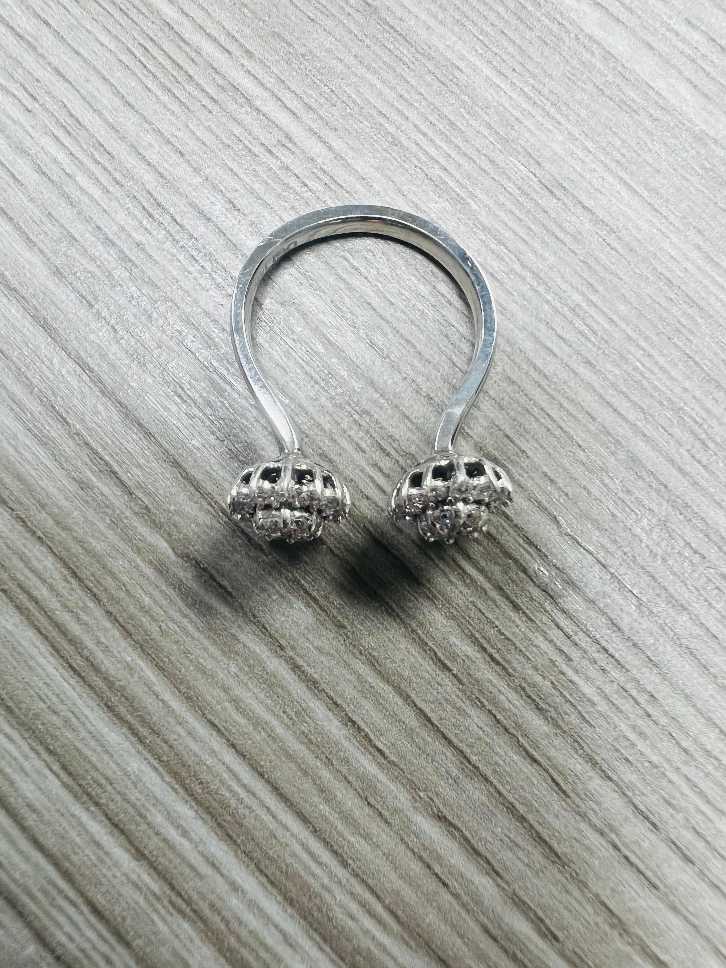 Natural Diamond 0.74 Carat White Gold Cluster Cuff Ring In New Condition For Sale In Los Angeles, CA
