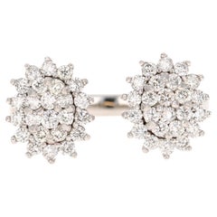 Natural Diamond 0.74 Carat White Gold Cluster Cuff Ring